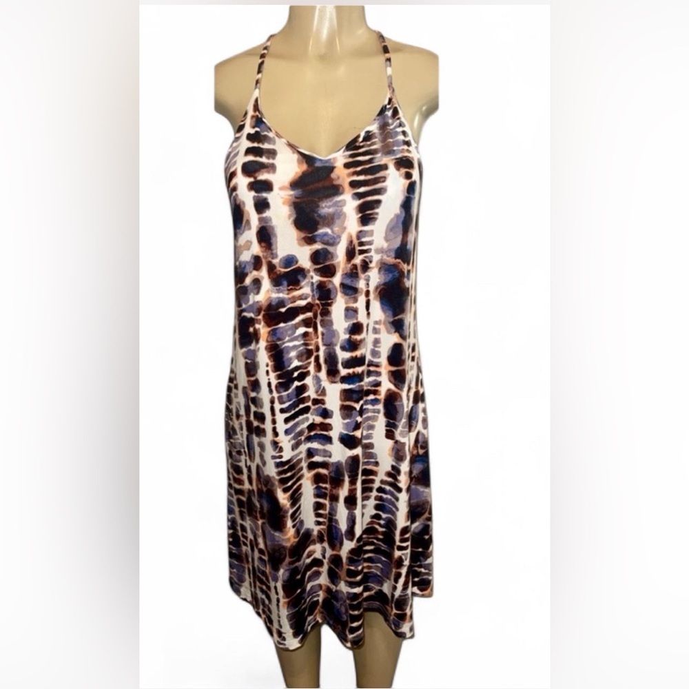 Mercer & Madison Sleeveless A-Line Knit Dress M Tie Dye Stripe Racerback